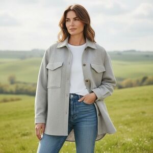 Banana Republic Oversized Structured Jacket Shacket Tan Women's M Cottagecore